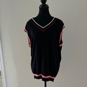 Hot Topic Black sleeveless Sweater with Red and White Accents